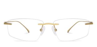 John Jacobs | Blue Cut & Antiglare Zero Power Computer Eyeglasses | Gold Rimless Rectangular Shape | For Men & Women | Medium | JJ E13670