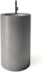 Trueform Concrete 20 Inch RISE Concrete Cylindrical Modern Pedestal Sink in Dusk | Concrete Sink for Bathrooms, Powder Rooms, Wash Stations - Polished Chrome Drain | Made in the USA