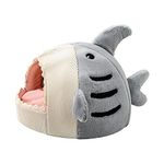 LOVIVER Cute Cartoon Pet Bed for Indoor Cats Cushion Cozy Sleeping Kennel Enclosed Shark Warm Nest Cave Bed, Gray M