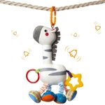 TUMAMA Baby Hanging Toys, Plush Animals Baby Rattle Crinkle Squeaky Toys Car Seat Stroller Mobile Toys, Baby Toys for 0 3 6 9 12 Months, Sensory Learning Toys Gift for Newborn Infant (Zebras)