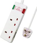 ExtraStar 2 Way Double Socket Power Mains Extension Lead 1M Metre Cable - Surge Protected British Approved 13A - White