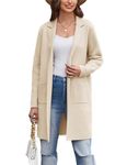 GRACE KARIN Long Cardigan for Women Dressy Long Sleeve Open Front Lapel Sweater Coat Knit Blazer Jackets Apricot M