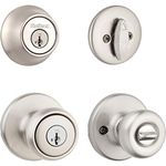 Kwikset 690 Tylo Entry Knob and Single Cylinder Deadbolt Combo Pack Featuring SmartKey in Polished Brass