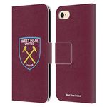 Head Case Designs Officially Licensed West Ham United FC Full Colour Crest Leather Book Wallet Case Cover Compatible With Apple iPhone 7/8 / SE 2020 & 2022