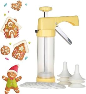 Ourokhome Cookie Press Icing Gun - Biscuit Maker Machine with 16 Discs and 6 Cake Decoration Tips (Yellow)