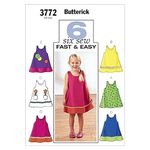 Butterick Patterns B3772 Size 1-2-3 Toddlers/Childrens Dress, Pack of 1, White