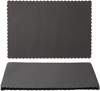 100-Pack Paper Placemats - Black Bulk Disposable Placemats, Colored Tabletop Mats with Wavy Scalloped Edge, Birthday Party Supplies, Graduation, Black Party Decoration, 14 x 10 Inches