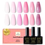 Yueshop 6x 8ml Gel Nail Polish, 6PCS White Nude Pink Nail Gel Polish Pink Glitter Spring Gel Nail Soak Off UV LED Gel Nail Lamp Nail Art Varnish Manicure Beauty Set For Women