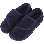 Longbay Men's Fuzzy Warm Memory Foam Moccasin Suede Slippers Slip On Clog House Shoes For Indoor Outdoor (11, Side Seamed Navy Blue)