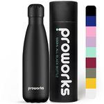 Proworks Performance Stainless Steel Sports Water Bottle | Double Insulated Vacuum Flask for 12 Hours Hot & 24 Hours Cold Drinks - Great for Home, Work, Gym & Travel - 750ml - BPA Free – All Black