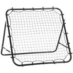 HOMCOM Adjustable Soccer Rebounder Training Net, Lacrosse Baseball Volleyball Rebounder Training Equipment Aid for Kickback Target Goal Play, Black