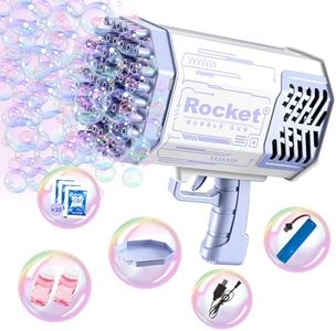 MOEtif Bazooka Bubble Gun 69 Holes Kids Adult Bubble Bazooka with Light Effects and Bubble Solution Outdoor Indoor Birthday Wedding Party Toys, Purple Bazooka Bubble Makers