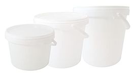 3 x White Food Grade Buckets With Lids Assorted Sizes 3L 5L & 10L Ideal For Homebrew Fermentation