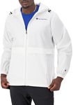 Champion Men's Jacket, Stadium Full-Zip Jacket, Wind Resistant, Water Resistant Jacket for Men, White Small Script, Small