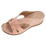 Generisch Orthopaedic Sandals Women's Summer Mules Soft Slippers Mules Wedge Heel Hollow Casual Slippers Arch Support for Summer Hollow Out Leisure Shoes House Slippers, pink, 6 UK