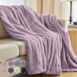 The Connecticut Home Co Throw Blanket for Couch, Soft Luxury Home Decor Faux Fur and Sherpa, 70x60, Cozy Warm Throws for Bed, Gift for Women, Bedding Accent Blankets for Sofa Beds Chair, Purple