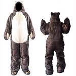 HJHY@ Adult Wearable Sleeping Bag with Feet Legs Arms, Full Body Wearable Sleeping Bag Lightweight Bear-Shaped Brown Sleeping Pouch for Outdoor Camping Office Hospital,Zipper Design M