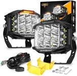 Auxbeam 5 Inch LED Pod Offroad Lights, 168W Super Bright Cube Pods Spot Flood Combo Driving Lights with Side Shooter, V-MAX Series Amber DRL Ditch Work Light with Yellow Cover for Truck Jeep SUV ATV