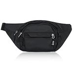 Fanny Pack, Fanny Waist Pack for Men Women Black Waist Belt Bag with 3 Zipper Pockets, Oxford Cloth Bum Bag Fannypack for Outdoor Sports Workout