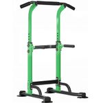 SogesPower Power Tower Dip Station Pull Up Bar for Home Gym Adjustable Height Strength Training Workout Equipment,Pull Up Bar Station,Green