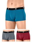 XYXX Men's Micro Modal Trunks - Ace Underwear for Men Pack of 3 (L; Rio Red+Deep Sea Blue+Grey)