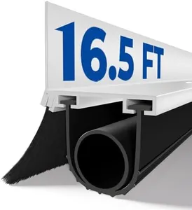 Jimwerely Heavy-Duty Universal Garage Door Seal Kit, 16.5ft, U+O Shape Rubber with Aluminum Track Retainer & Brush, Weatherproof & Rodent-Proof Garage Door Bottom Seal