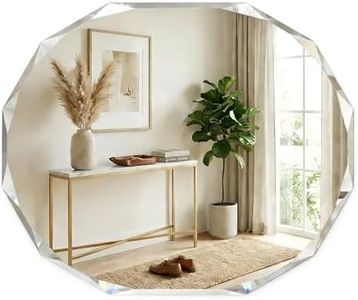 Pocetry 36"x30" Frameless Oval Bathroom Mirror, Faceted Diamond-Beveled Vanity Mirror with Support Back Panel, Large Decorative Wall Mirror for Over Sink, Bedroom, or Entryway