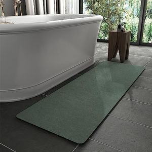 MontVoo -Bath Mat Rug-Rubber Backing Non Slip Quick Dry Absorbent Thin Bathroom Rugs Fit Under Door-Faux Suede Surface Bathroom Floor Mats-Shower Rug for in Front of Bathtub Shower Green 24"X70"