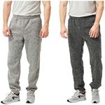 TEX2FIT 2-Pack Men's Jogging Pants with Side Pockets, Elastic Bottom, Soft Fleece Sweat Pants (Light Grey Melange/Dark Grey Melange, Large)