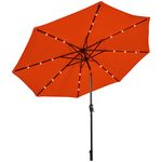 Tangkula 10FT Solar Powered 24 LED Lighted Patio Umbrella, Table Market Umbrella with Tilt Adjustment and Crank Handle, Outdoor Umbrella with 8 Sturdy Ribs for Garden, Deck, Backyard & Pool (Orange)