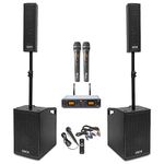 Vonyx VX1050 2.2 Professional Karaoke System with Wireless Microphones, Speaker Stands & Bluetooth - Complete Active PA Speaker Setup for Home, Pub & Bar Karaoke Systems, 1150W Output
