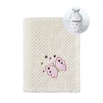 CREVENT 75cmX100cm Cute Cozy Fluffy Warm Baby Blanket for Girls Infants Toddlers' Bedding Crib Cot Stroller, Baby Shower Birthday Newborn's Gift Ivory- Butterfly