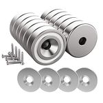 Magnetpro 12 Pieces Neodymium Magnets 25 LB Force Size 0.79"*0.28" with Countersunk Hole and Steel Capsule, Pot Magnet with 12 Steel Counterparts