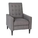 Flash Furniture Ezra Pushback Recliner - Mid-Century Modern Gray Fabric Upholstery - Button Tufted Back - Residential & Commercial Use, 31.5" D x 29" W x 41.5" H