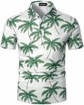 LUJENGEFA Men's Casual Short Sleeve Polo Shirt Summer Holiday Beach Tropical Tops Golf Shirts for Men B-Green Small