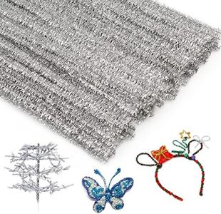 Iuuidu 100 Pieces Pipe Cleaners Chenille Stem, Glitter Silver Craft Pipe Cleaners,DIY Craft,Pipe Cleaners Bulk for Creative Handmade DIY Art Craft and Crafts Project Decoration Supplie