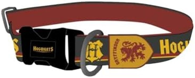 Collar Premium para Perros de Harry Potter - Color Amarillo y Rojo - Talla M-L - Cierre Rápido de Click - Elaborado en Polyester - Diseño de Gryffindor - Producto Original Diseñado en España
