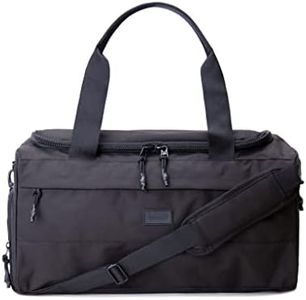 Vooray Boost Duffel, Water-Resistant Gym Bag with Shoe Compartment, Accessory Pockets, Small Overnight Travel Bag, Durable Sports Duffel Men Women 22L (Black, Boost (22L)), Black