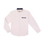 MARKRICH Boy's Regular Fit Solid Band Collar Casual Roll-Up Shirt Full Sleeves (SS23MB3002_Pink 11-12 yrs)