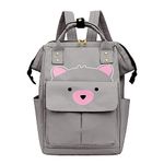 House of Quirk Bear Print Baby Diaper Bag Maternity Backpack for Mom & Dad with Insulated Pockets (Bear Grey)