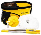 Simpli-Magic 79461 Commercial Grade Stainless Steel Spin Mop System with Replacement Microfiber Mop Head ââ‚¬â€œ Walkable with Wheels