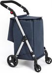 Kiffler Foldable Shopping Cart with Wheels, Groceries Cart with Removable Waterproof Shopping Bag, Rolling Personal Handtruk, Large Capacity Utility Carts for Groceries Shopping Transport (Blue)