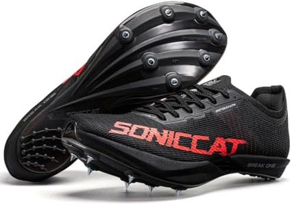 Track Spikes for Men Women Youth, Spikes Track Shoes with Dual Carbon Plate, Sprinting Track Spikes, Lightweight Racing Track Shoes for Boys Girls (Black/Red, Adult, Men, 7, Numeric, US Footwear Size System, Medium)