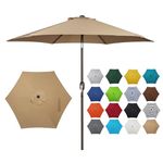 Blissun 7.5 ft Patio Umbrella, Yard Umbrella Push Button Tilt Crank (Tan)