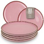 Rustic Modern Elegance - Stoneware Dinner Set for 6 - Stylish 6-Piece Large Plate Set, Dishwasher-Safe - Perfect for Everyday and Special Occasions - Pure Living in Rose