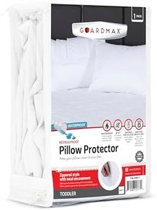 Guardmax Waterproof Pillow Protector White Toddler Size - Zippered Bed Bug Pillow Protector 1 Pack - Hypoallergenic Pillow Case Cover Protects from Bedbug, Dust Mite, and Liquid Spills - (18 X 13)