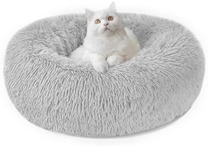 Calming Dog and Cat Bed Donut - 19.7'' Dog Bed Small, Fluffy Cat Anti Anxiety Beds for Indoor Cats, Washable Pet Bed with Non-Skid Bottom for Dogs and Cats, Light Grey M(19.7in/50cm)