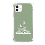 Mabluworqe Sage Green Flowers Book Case Compatible with iPhone 11, Book Lover Case for iPhone 11, Cool TPU Bumper Phone Case Cover