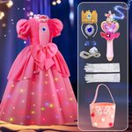 Skirfy Girls Princess Dress Glowing Pink Kids Cosplay Dress Up,Halloween Costumes Birthday Party Clothes Gifts