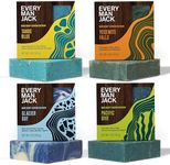 Every Man Jack Cold Processed Mens Bar Soap Variety Pack - Deeply Cleans & Hydrates w/Naturally Derived Ingredients - Pacific Dive, Glacier Bay, Tahoe Blue, Yosemite Falls, Variety Pack (4 Pack)